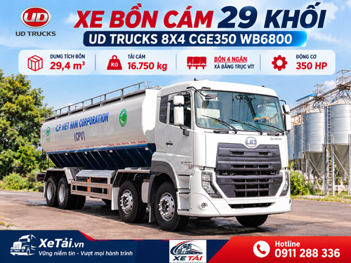 Xe bồn cám 29 khối UD Trucks 8x4 CGE350 WB6800